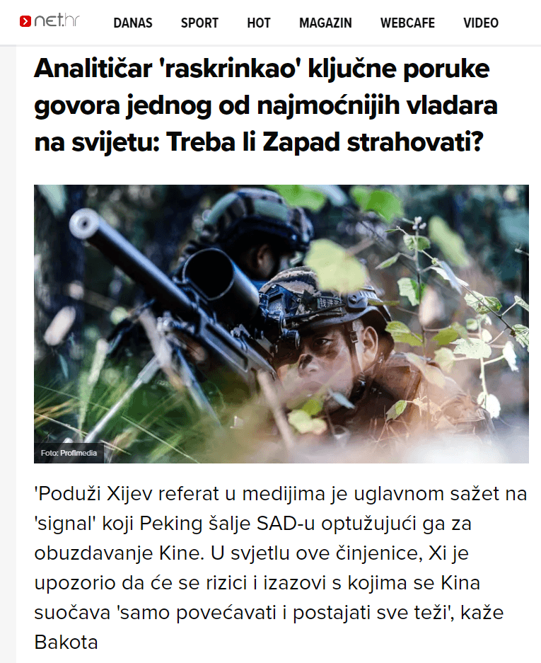 Nakon „Dvaju zasjedanja“ - glavne „vanjske“ poruke Published by Net.hr on 17 March 2023 as “Analitičar "raskrinkao" ključne poruke govora jednog od najmoćnijih vladara na svijetu: Treba li Zapad strahovati?” (The analyst “unraveled” the key messages of the speech of one of the most powerful rulers in the world: should the West be afraid?)