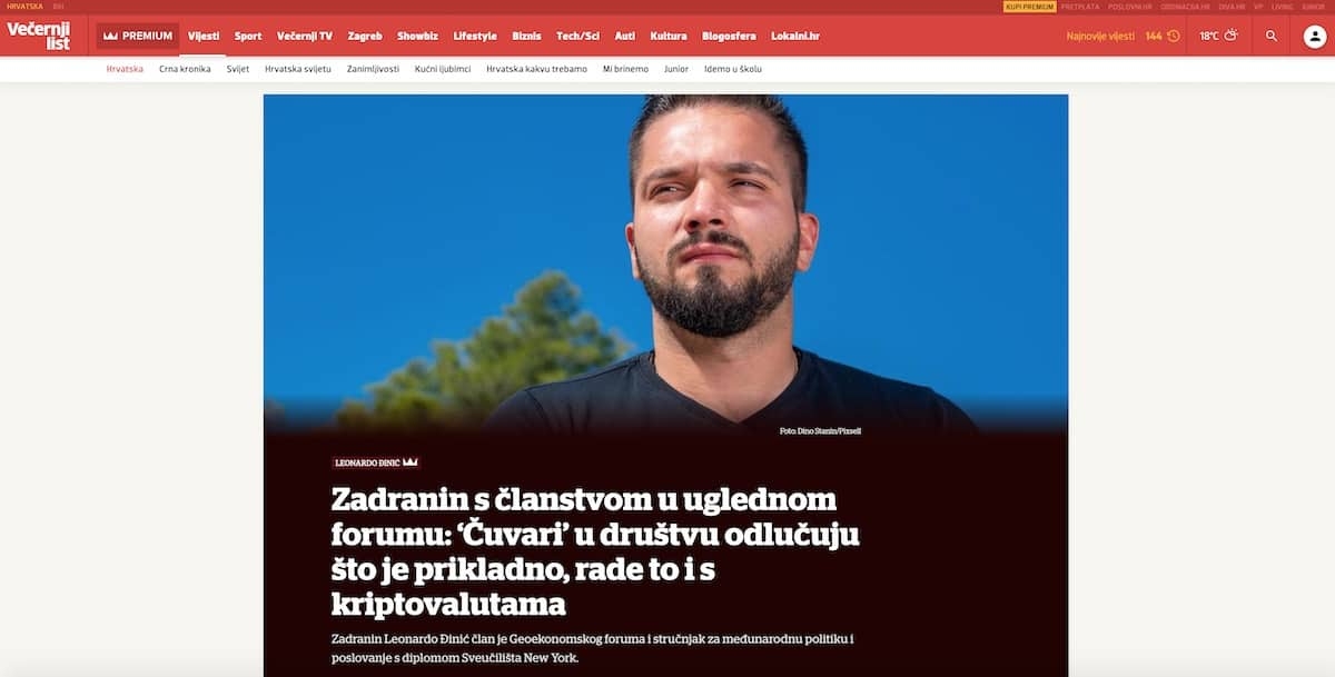 Leonardo Đinić shares his thoughts on global economy and politics for “Večernji list” (September, 2021)